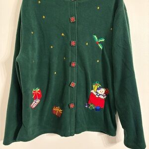Vintage Preview International Green Holiday Cardigan